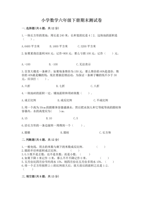 小学数学六年级下册期末测试卷（各地真题）.docx