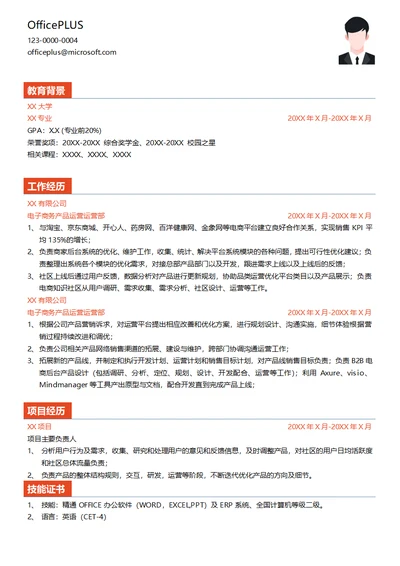 电子商务产品运营简历模板