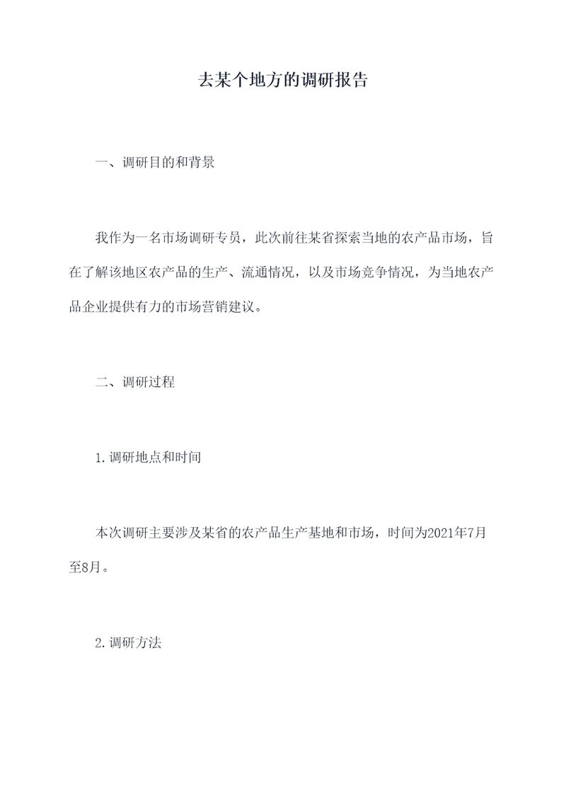去某个地方的调研报告