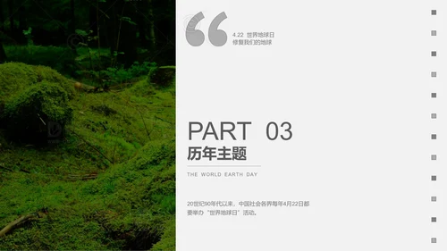 大自然绿色苔藓绿地修复地球日PPT