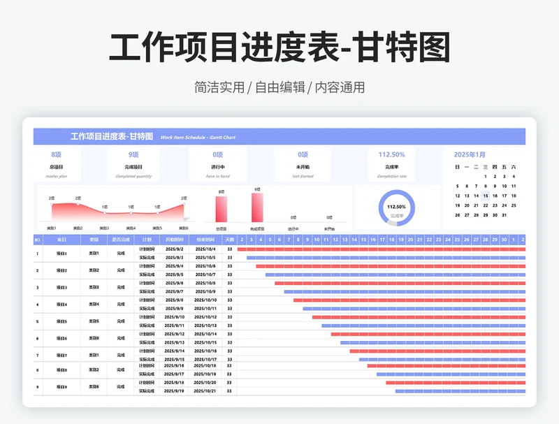 工作项目进度表-甘特图