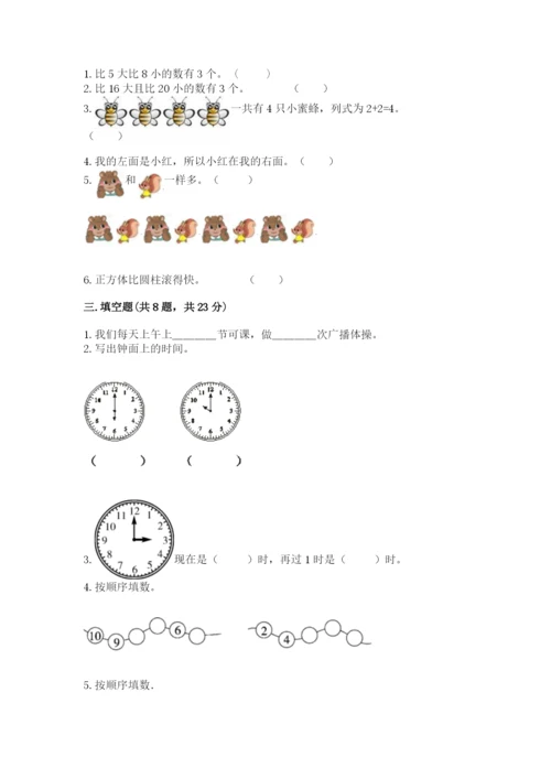 小学一年级上册数学期末测试卷附完整答案（有一套）.docx