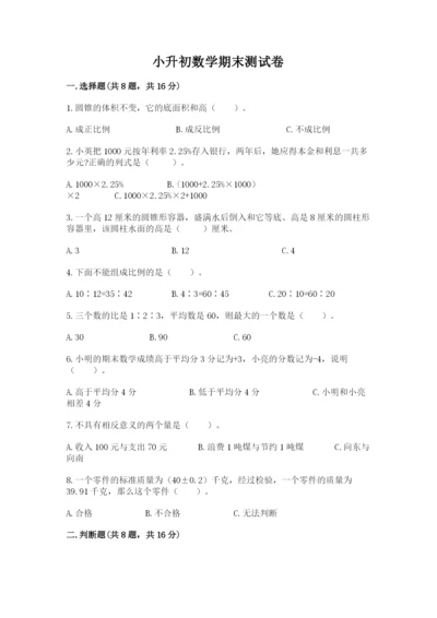 小升初数学期末测试卷附答案【夺分金卷】.docx
