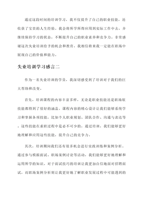 失业培训学习感言