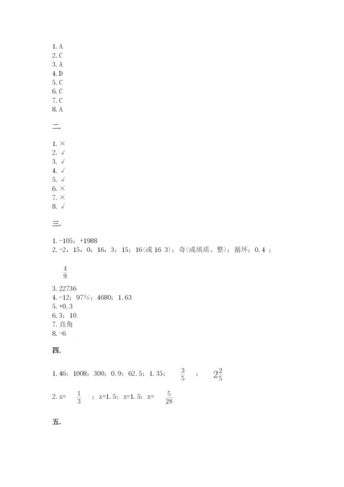 小学六年级数学摸底考试题精品（能力提升）.docx