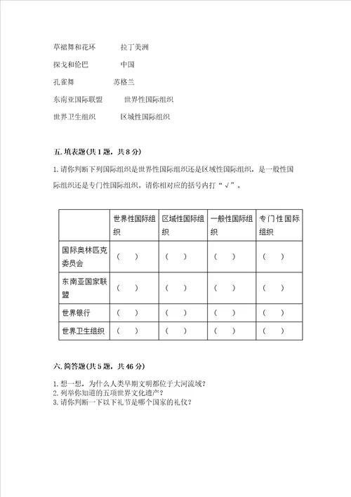 部编版六年级下册道德与法治期末测试卷精练