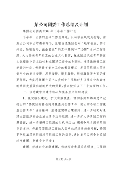 某公司团委工作总结及计划.docx