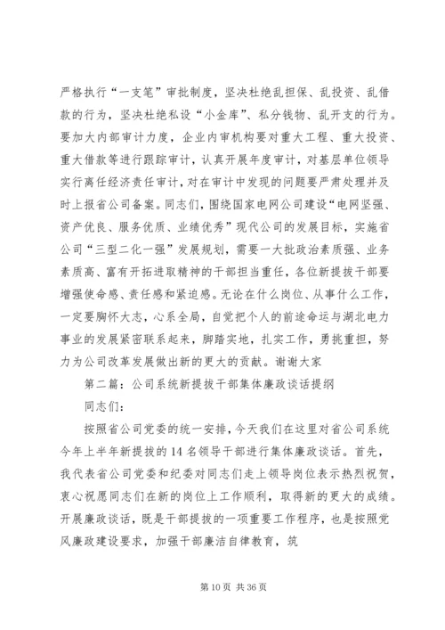 公司系统新提拔干部集体廉政谈话提纲 (2).docx