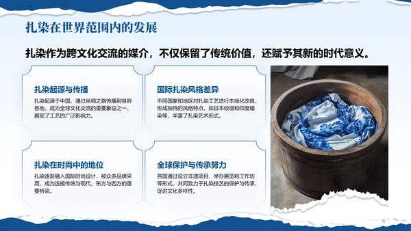 蓝色国风非遗扎染的艺术魅力PPT模板