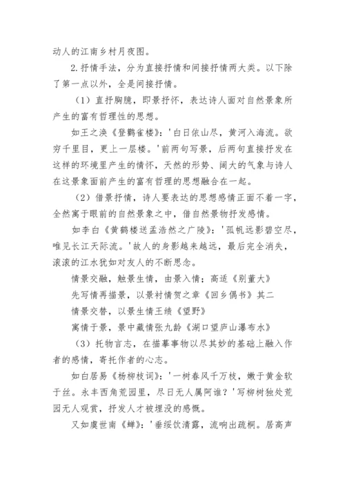 高中诗歌鉴赏答题知识点总结.docx