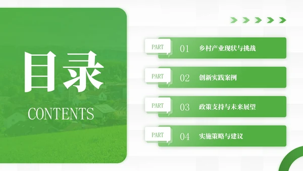 绿色商务风乡村产业振兴的创新实践PPT模板