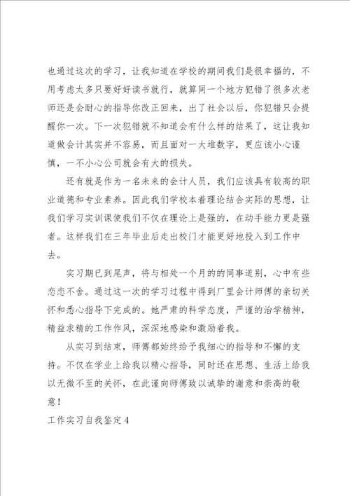 工作实习自我鉴定