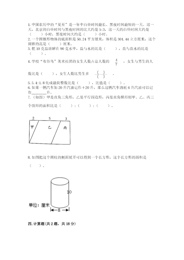 小升初六年级期末测试卷（培优a卷）.docx
