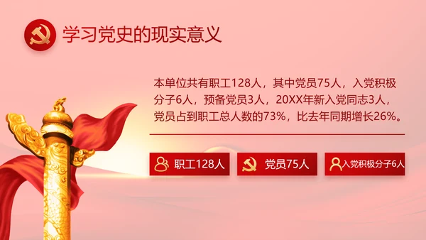 红色党员风采展示年终工作总结PPT