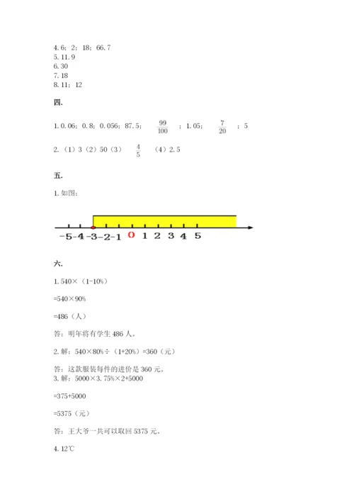 沪教版六年级数学下学期期末测试题精品（基础题）.docx