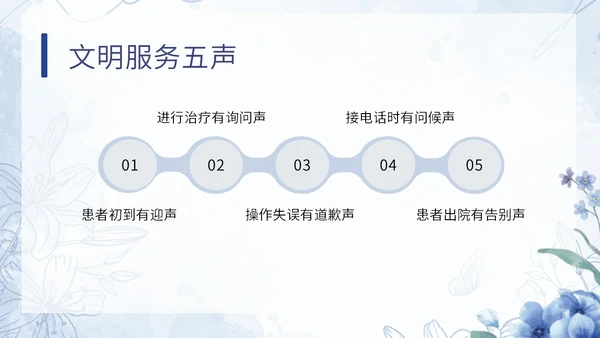 蓝色水彩小清新医疗护理培训PPT模板课件礼仪培训