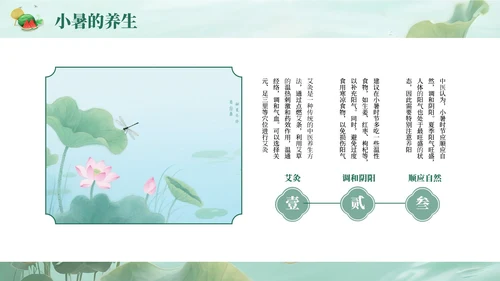 绿色简约清新小暑课件通用PPT模板