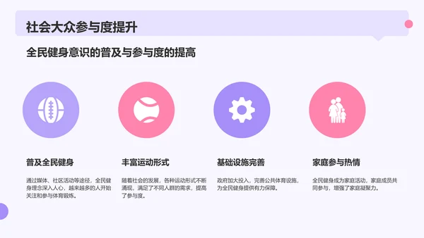 紫色插画风全民健身日科普介绍PPT模板