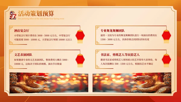红色创意商务2025蛇年新春活动策划方案PPT模板
