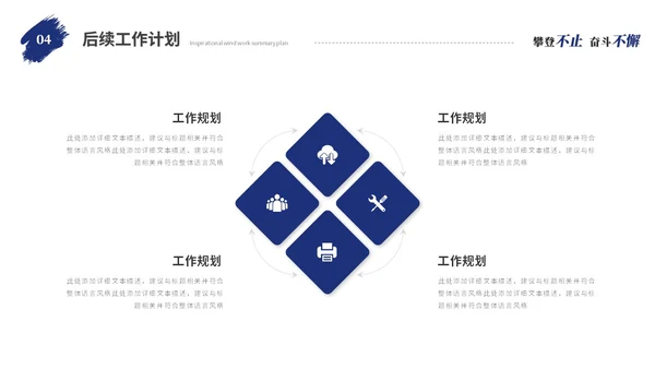 蓝色励志攀登笔刷风年度工作总结工作汇报述职报告ppt模板