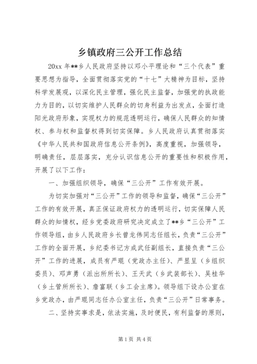 乡镇政府三公开工作总结_1.docx