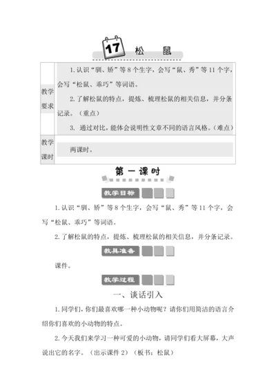 17 松鼠 教案