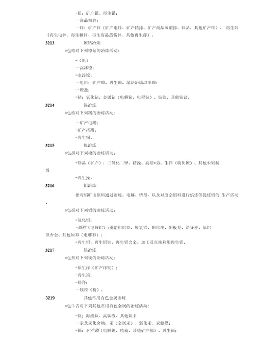 有色金属冶炼及压延加工类行业定义