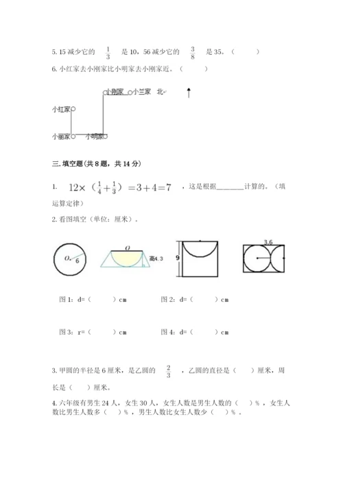 人教版六年级上册数学期末测试卷（研优卷）.docx