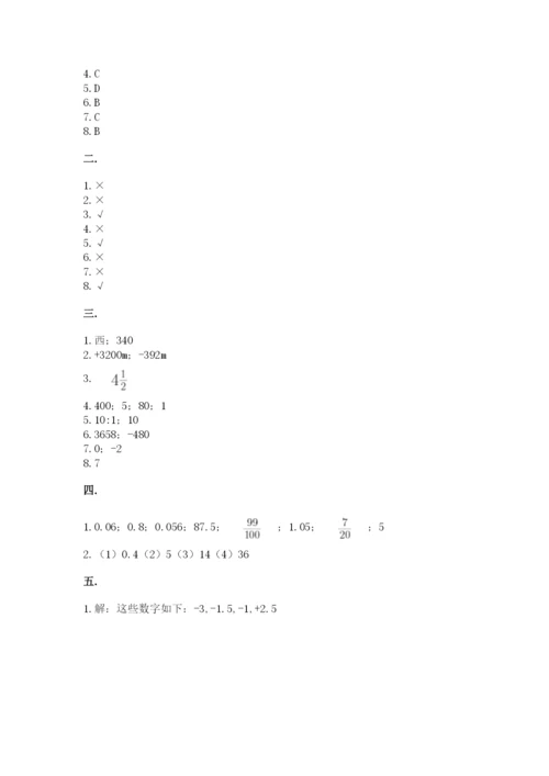 苏教版六年级数学下学期期末测试题完整答案.docx