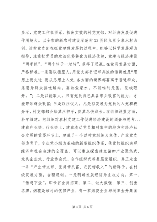 对农村党建工作促进经济建设的调查与思考.docx