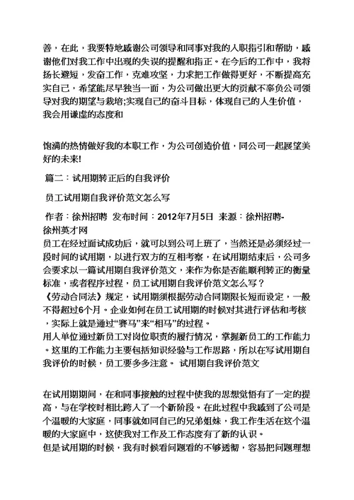 工作总结之试用期满自我总结