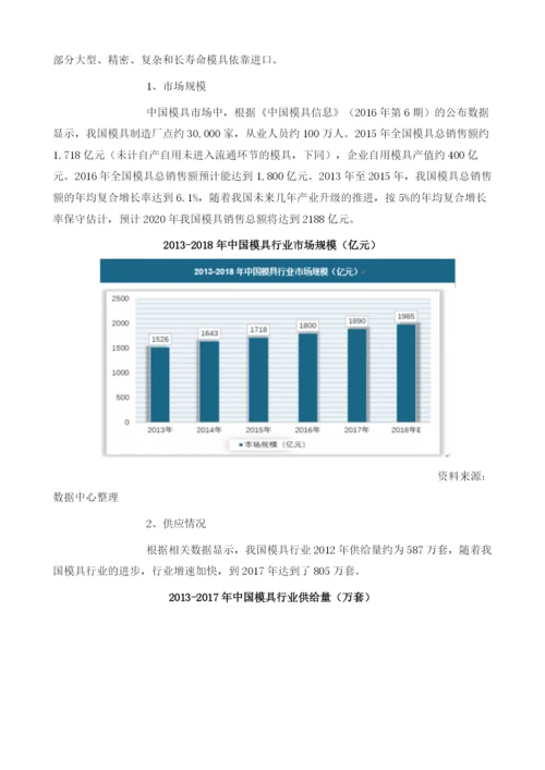 我国模具行业市场供需规模分析整体处于供不应求状态.docx