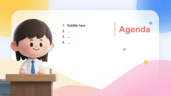 清新可爱3D膨胀风小学生班干部班长竞选主题模板
