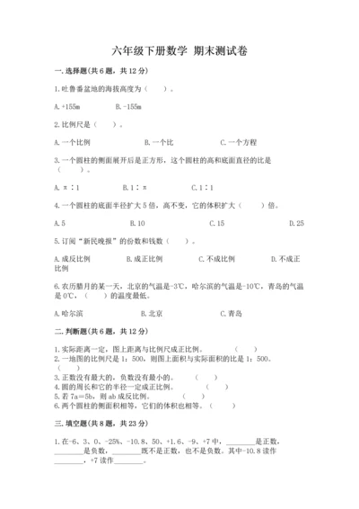 六年级下册数学 期末测试卷及答案（典优）.docx