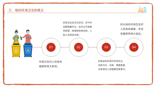 红色简约卡通插画爱国卫生月宣传教育动态PPT