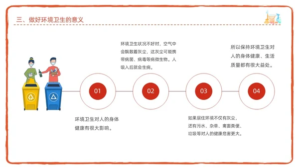 红色简约卡通插画爱国卫生月宣传教育动态PPT