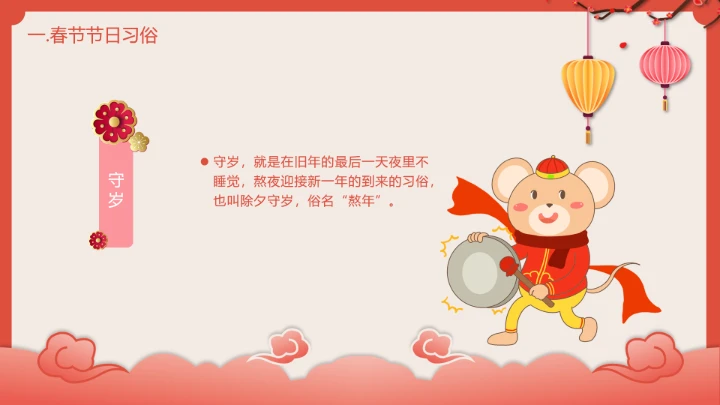 喜庆中国风春节介绍春节习俗简介PPT模板