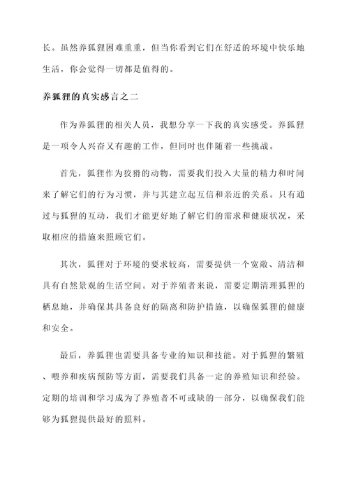 养狐狸的真实感言