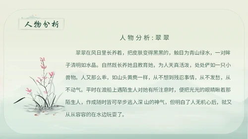 绿色简约小清新古风手绘边城教育课件高中语文课件PPT高三高三语文上册课件