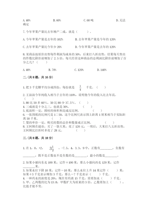 人教版六年级数学小升初试卷及一套完整答案.docx