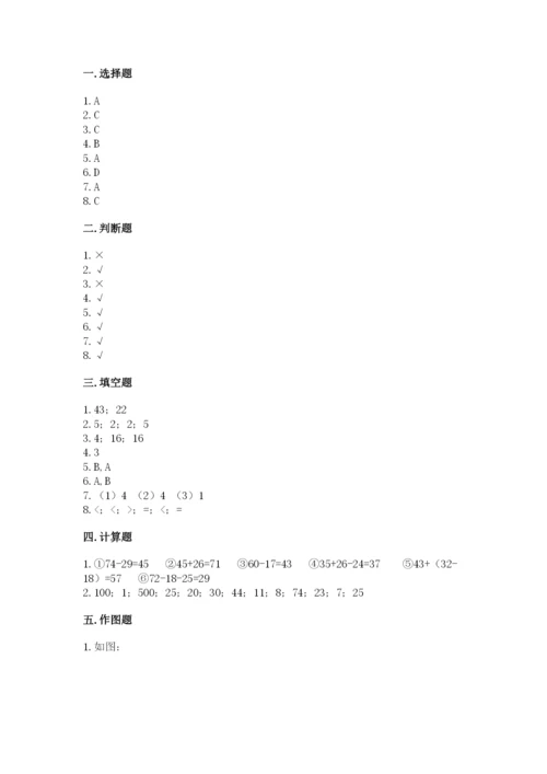 小学数学二年级上册期中测试卷（有一套）word版.docx