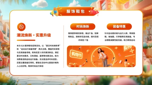 橙色系618商场百货大促嗨购专场PPT模板