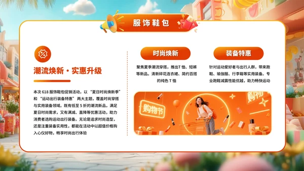 橙色系618商场百货大促嗨购专场PPT模板