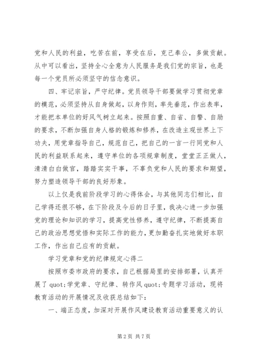 学习党章和党的纪律规定心得.docx