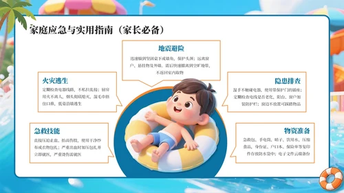 蓝色卡通暑假安全教育通用PPT模板