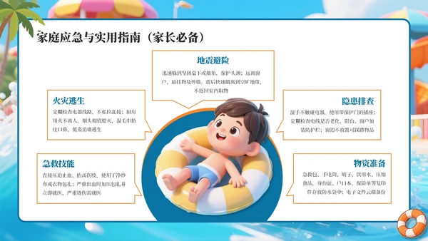 蓝色卡通暑假安全教育通用PPT模板