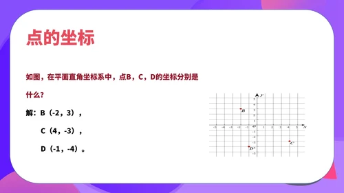 紫色扁平风初一数学课件平面直角坐标系PPT模板