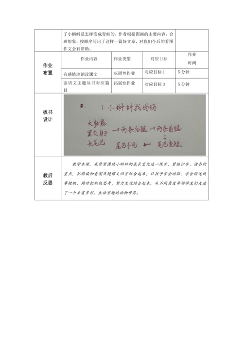 【大单元】1《小蝌蚪找妈妈》第2课时 教学设计