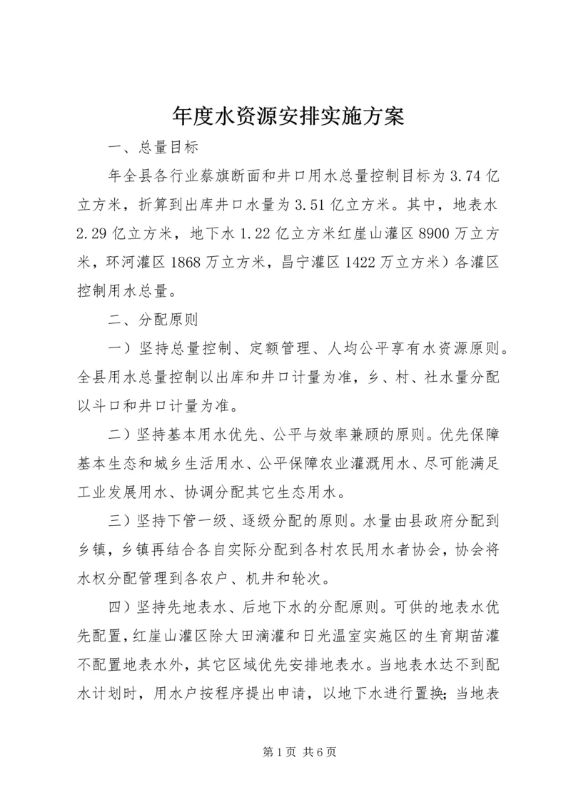 年度水资源安排实施方案.docx