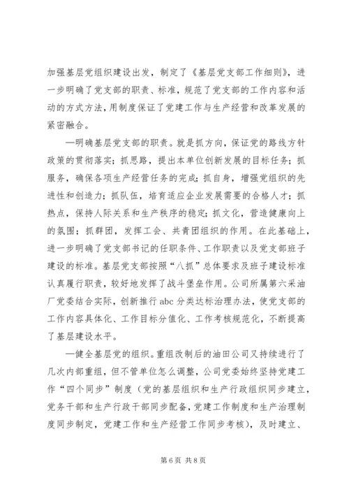 油田企业党建工作经验材料.docx